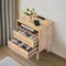 Rattan Nightstand with 2 Drawers Open Shelf and Charging Station